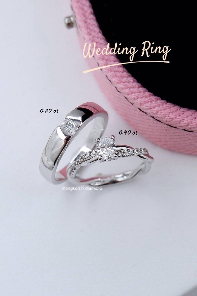 แหวนแต่งงานคลาสสิกเรียบหรู เพชร GIA
